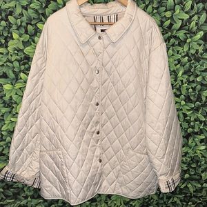 Classic PRAGUE Quilted Cream & Plaid
Snap Button Up SPRING Coat Sz26/28  Plus